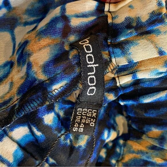 Boohoo Plus Tie Dye Beach Trouser Blue Size 16 - Picture 6 of 10